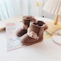 Kleinkind-Winterstiefel in Braun mit flauschigem Kunstfellfutter und Blumendetail - Größe 130 (13cm) / Brown (T5226)
