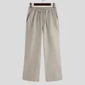 Dettaglio dei pantaloni casual da uomo a gamba larga in tinta unita kaki. - Taglia S / Pantaloni e gonne / Kaki