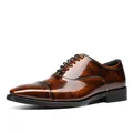 Klassieke bruine gepolijste leren Oxford herenschoenen voor zakelijke formele kleding - Geelachtig Bruin