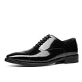 Klassieke zwarte lakschoenen Oxford met neuskap voor formele zakelijke kledingstijl. - Zwart