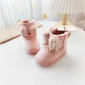Cozy pink kids winter snow boots with furry rabbit ears and bow detail for girls - 130 Size / Inner Length Approx 13cm / Pink (Rabbit Ear)