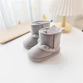 Warme graue Kinder-Schneestiefel mit Bärenohren und dickem Plüschfutter - Größe 130 (Innenlänge 13cm) / Graue Fuchsohren