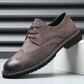 Chaussure richelieu en daim marron haut de gamme avec détails perforés classiques - 38 / Style Brogue Sculpté (203) / Marron