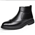 Botas Chelsea Brogue clásicas para hombre en cuero negro con cremallera - 38 / Zapatos planos / Negro