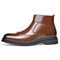 Botas brogue clásicas de cuero marrón para hombre con forro polar y suela de goma - 38 / Forro de Lana / Marrón