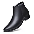 Eleganter schwarzer Chelsea-Stiefel aus Leder mit spitzer Zehenpartie und Reißverschluss - 38 / Schwarz (Ungefüttert)