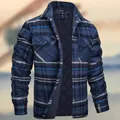 Veste classique en flanelle à carreaux bleu et noir pour homme avec doublure matelassée - S / Hauts / Carreaux Marine