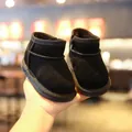 Adorable black infant snow boots featuring warm plush lining and soft anti-slip rubber sole - Size 15/Inner Length Approx 11.5cm / Black
