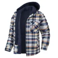 Men's casual plaid hooded jacket featuring a quilted lining and detachable hood design - S / Tops / Orange Plaid