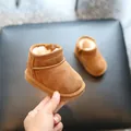 Warm chestnut infant snow boots with cozy white faux fur lining and soft rubber sole - Size 26/Insole Length approx. 16.5cm / Camel