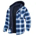 Klassische blau-weiß karierte Herrenjacke mit Kapuze und gestepptem Innenfutter - S / Oberteile / Himmelblau Kariert