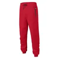 Premium red men's casual sweatpants featuring a zipper pocket and drawstring waist. - Red