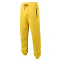 Bright yellow men's casual sweatpants with drawstring waist and side zipper pocket detail - Yellow
