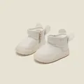 Cute cream-colored winter snow boots for toddler girls featuring plush bunny ears design - Size 15 (Inner Length 12.0cm) / 3D Ear Decor Toddler Ankle Boots (M15MBX5608) / Beige