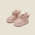 Adorable toddler girl pink snow boots featuring cute rabbit ears and warm fleece lining - Pink / Size 15 (Inner Length 12.0cm)