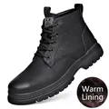 Herren Martin Boots aus schwarzem Leder mit warmem Fleecefutter und Softsohle - 38 / Gefütterte Martin Boots (ZBH20228) / Schwarz