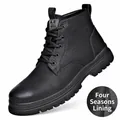 Klassische schwarze Lederstiefeletten für Herren mit atmungsaktivem Ganzjahresfutter - 38 / Ungefütterte Martin Boots (ZBH20228) / Schwarz