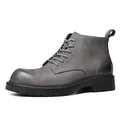 Robuste graue Herren Martin Boots mit dicker Sohle und runder Kappe im lässigen Design - Grau