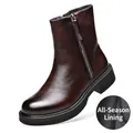 Dunkelbraune Chelsea-Boots für Herren aus Leder mit Reißverschluss und Ganzjahresfutter - 38 / Braun