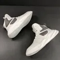 Baskets montantes de luxe en cuir gris clair pour hommes avec semelle blanche compensée - 39 / Style Chaud Doublé en Polaire / Blanc (Doublé Polaire)