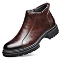 Klassische braune Vintage-Leder-Chelsea-Boots für Herren mit seitlichem Reißverschluss - 38 / Braun Einfaches Futter