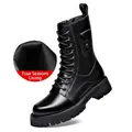 Klassische schwarze Martin Boots mit dicker Plateausohle und Reißverschluss für Herren - 38 / Standardfutter / Schwarz