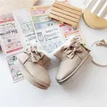 Warme beige Winterstiefel für Kleinkinder mit weichem Plüschfutter und süßer Schleife - 130mm / Khaki
