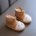 Süße Winter-Babystiefel mit warmem Fleecefutter und niedlichem Schafsgesicht. - Camel