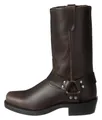 Detailed side profile of a classic brown leather harness boot with silver hardware - 7 / Dark Brown