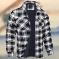 Classic black and white plaid padded jacket for men with a warm quilted lining - S / Tops / Black and White Plaid