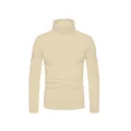Vista dettagliata frontale maglia beige uomo collo alto manica lunga slim fit. - Taglia M / Top / Beige