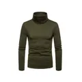 Vista frontale lupetto da uomo verde oliva vestibilità slim a maniche lunghe top - Taglia M / Top / Verde militare