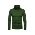 Maglione a dolcevita uomo slim fit verde militare, dettaglio della trama e del collo - Taglia M / Top / Verde Scuro
