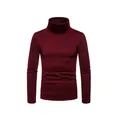 Vista dettagliata di un maglione a dolcevita bordeaux da uomo vestibilità slim fit - Taglia M / Top / Borgogna