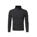 Vista frontale di maglione da uomo grigio scuro con collo alto, maniche lunghe, slim fit - Taglia M / Top / Grigio scuro