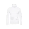 Primo piano di maglione bianco a collo alto da uomo, vestibilità slim elasticizzata. - Taglia M / Top / Bianco