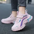 Lightweight pink girls sneakers with velcro straps and anti-slip thick rubber soles - 27 / Pink