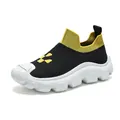 Breathable men's fly-knit sock shoes in black and yellow with thick soft white sole - 38 / Black and Yellow (9088)