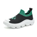 Lightweight black and green men's breathable knit sock sneaker with thick white sole - 39 / Black and Green (9088)