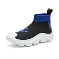 Men's breathable flyknit sock sneakers in black and blue with chunky white soft sole - 39 / Black and Blue (9089)