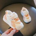 Warme Lauflernschuhe für Kleinkinder mit Fleece-Futter und orangem Mikrofaser-Leder - Orange