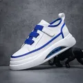 Fashionable white and blue men's sneaker with velcro straps and air cushion sole - 38 / White Blue