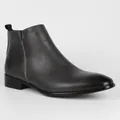Eleganti stivaletti Chelsea da uomo in pelle grigio scuro con punta quadrata alla moda - 40 / grigio-argento