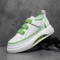 Fashionable men's chunky sneakers in white and green featuring air cushion soles. - 41 / White And Green