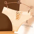 Perizoma beige senza cuciture con lacci sexy sul davanti per donna, elastico - Colore pelle