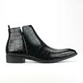 Eleganti stivaletti Chelsea da uomo neri con motivo a coccodrillo e punta quadra - 40 / Stile Trama Coccodrillo (ST10029-1) / Nero