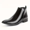 Stivaletti Chelsea da uomo in vernice nera con punta quadrata dal design contemporaneo - 40 / Specchio Nero