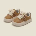 Classic light brown toddler walking shoes with comfortable thick soles and soft laces - Size 15 / Inner 12.0cm / Yellow