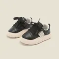 Premium black toddler sneakers with thick cream sole and stylish quilted side detail - Size 15 / Inner 12.0cm / Black