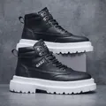 Stylish black high-top men's boots with thick white soles and bold GAGJ branding - 38 / Black
